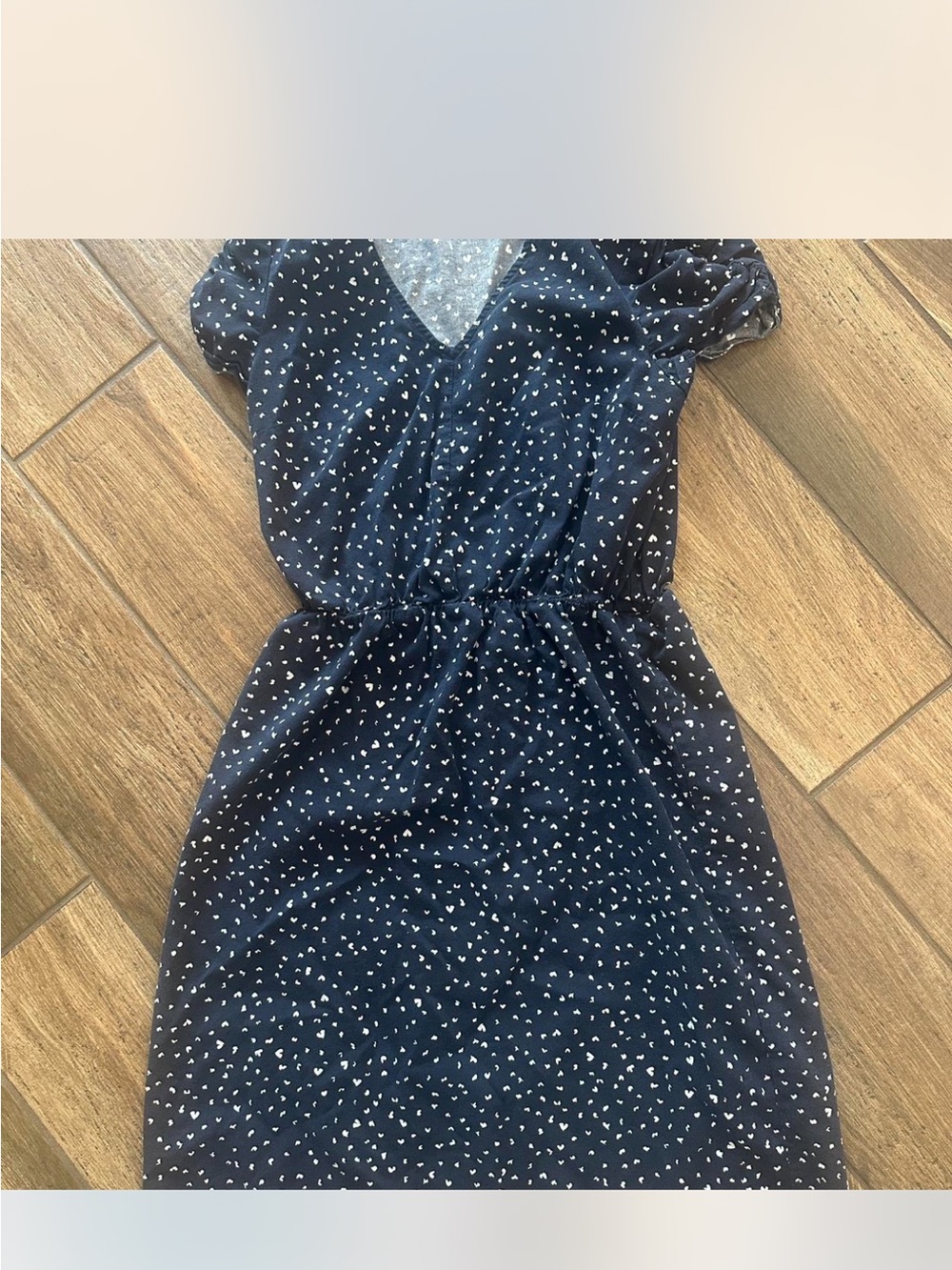 Banana Republic Navy V-Neck heart Print -Elastic waist Dress